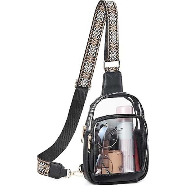 Läpinäkyvä Sling Bag -laukku, Läpinäkyvä Vyölaukku Stadionhyväksytty Crossbody-laukku Naisten Kestävä Läpinäkyvä Rintalaukku Säädettävällä Hihnalla