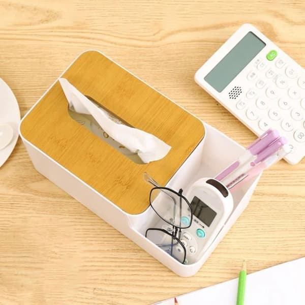 Rektangulær Kleenexboks Multifunksjonell Kleenexboks Med 2 Rom Vakkert Materiale Kleenex DISPENSER
