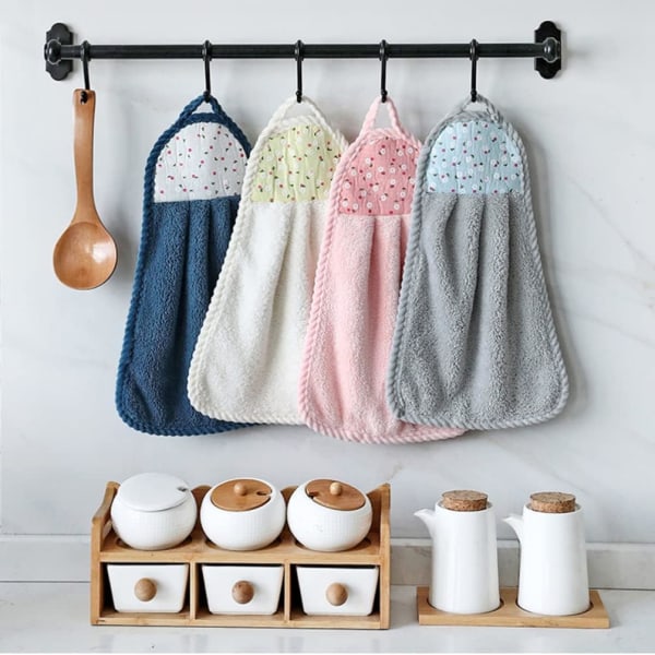 6 stk. hængende håndklæder koral fleece håndklæde  grå