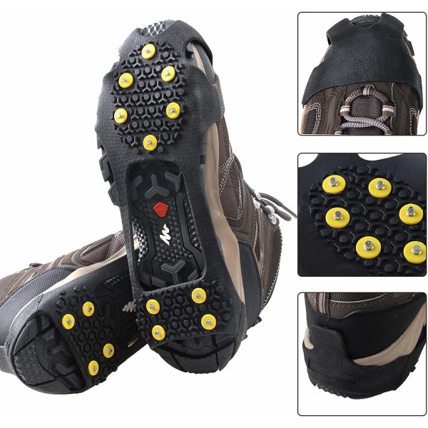 Ice Snow Grips Traction Cleats Ice Cleat Snow Grippers Non-Slip Over Shoe Rubber Spikes Crampons Anti Slip Durable  Slip-on Stretch Footwear(M)