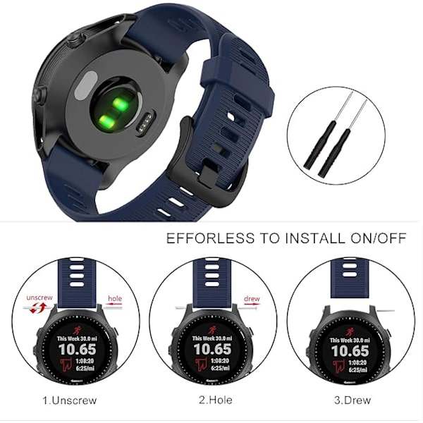 Rem for Forerunner 945/935, 22mm Silikon Urrem til Forerunner 955/965, Garmin Fenix 6/5, Quatix 5 dark blue