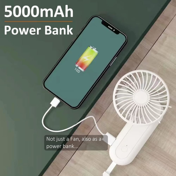 USB tuuletin power , 5000 mAh, ladattava tuuletin, pieni, 4 tasoinen tuuli