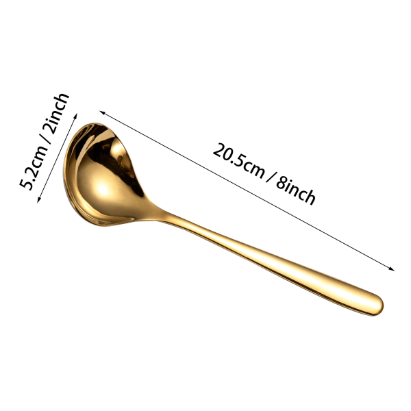 8-tums liten slevsked i guld SUS304 slev i rostfritt stål Serveringssoppslev såsslev, set med 4