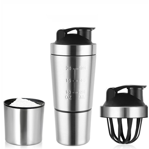 Protein Shaker Flaske med MixBall og Filter - 700ml Shaker Flaske med 200ml Opbevaring - BPA Fri Lækagesikker Bærehåndtag