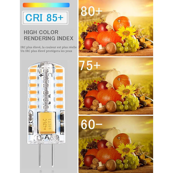 G4 LED-pærer 12V 3W Varmhvit 3000K, 300LM Ikke-dimbar, 10-pakning