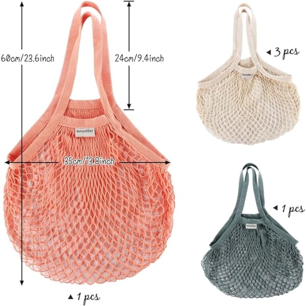 Handlepose Nett-Handlepose, Gjenbrukbar Handlepose, Mesh Bomulls-Handlepose