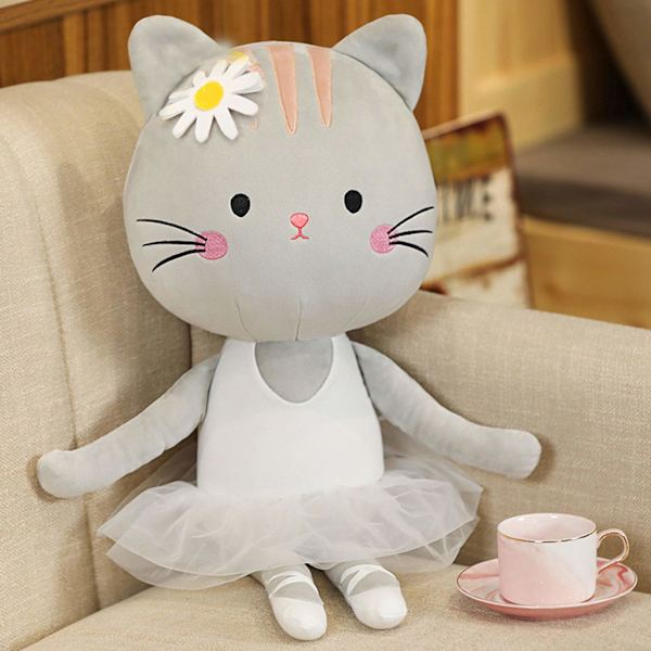 Ballerina Dukker Plysj Katt Gaver for Jenter 13,5 Tommer (Grå Katt)