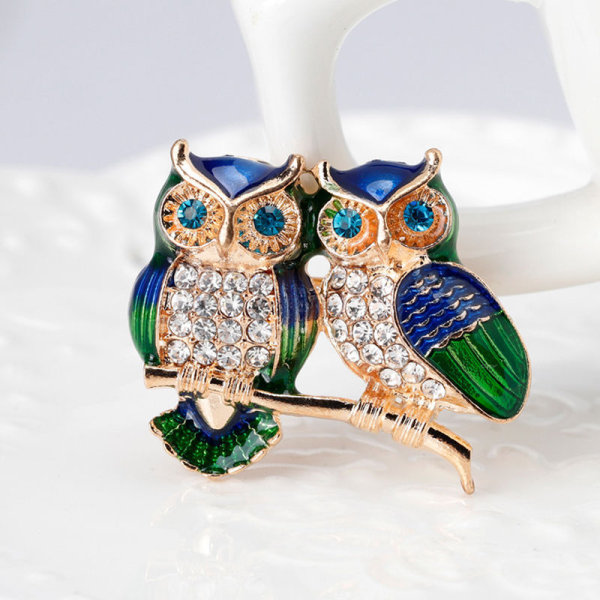 Brosch Uggla Form Rhinestone Täckta Kristall för Kvinnor (uggla)