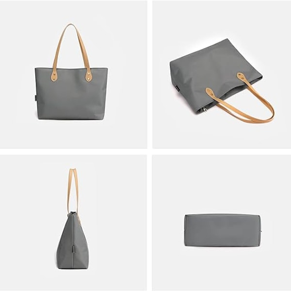Stor Tote Bag för kvinnor med dragkedja, vattentät nylon, strandväska, shoppingväska för damer, skola, arbete, shopping dagligen