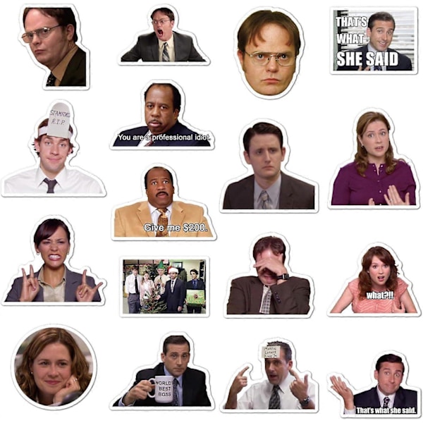 The Office -tarrat, 50 kpl vinyylitarroja vesipulloihin, kannettaviin tietokoneisiin, toimistoon