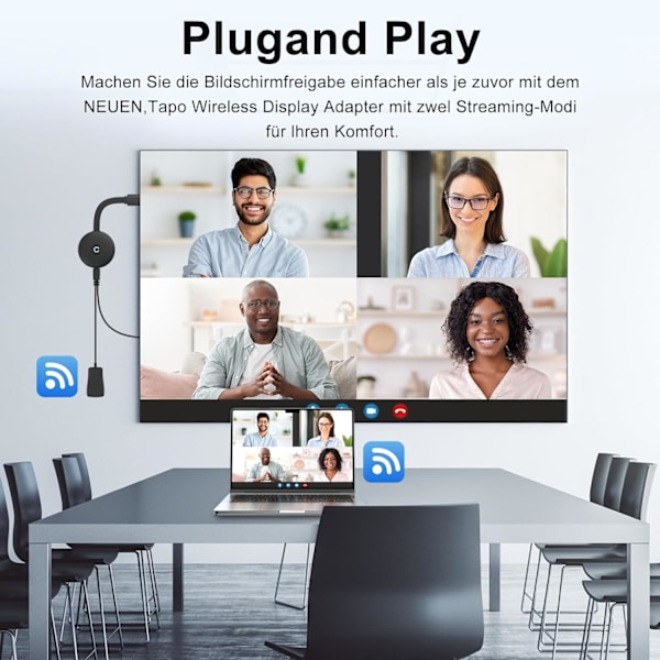 HDMI Adapter, TV Dongle, 4K Full HD Miracast Videostreaming fra Android, Windows, Mac OS, Laptop, Telefon, Tablet, PC til HDTV/Monitor/Projektor