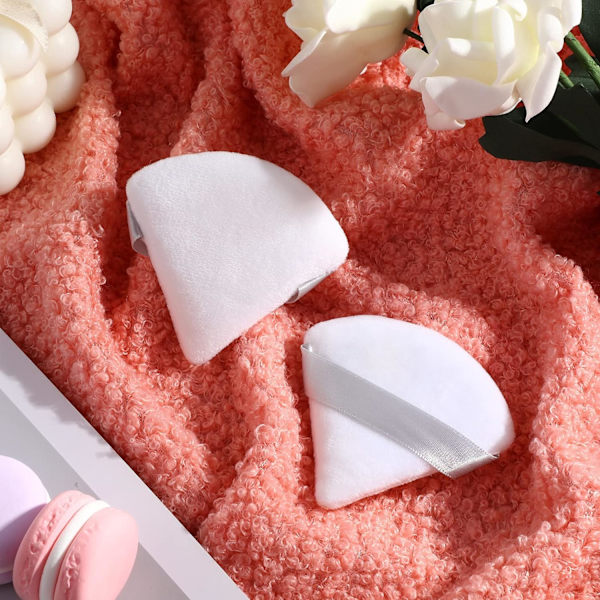 12 stycken Triangel Puderpuff Kosmetisk Ansiktsmakeup Puff för Mjukt Löst Puder Kropp Tvättbar Återanvändbar Mineral Foundation Svamp Vått och Torrt Puder white