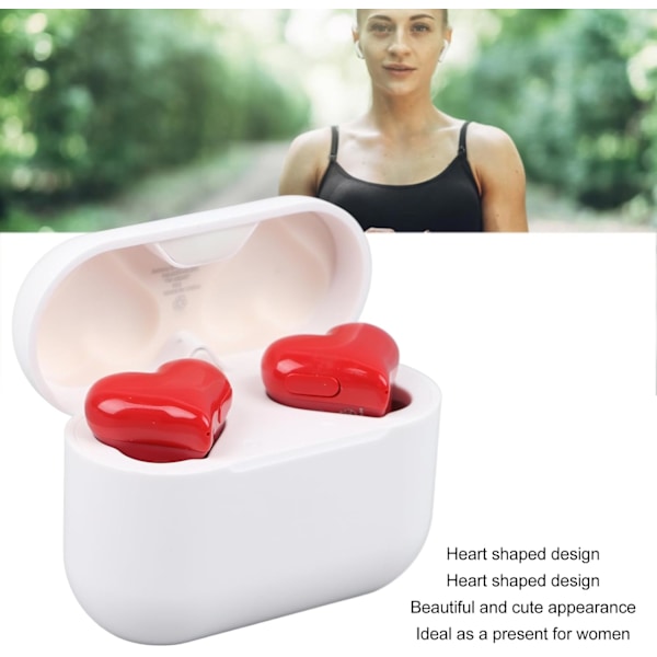 Sydänmuotoiset langattomat kuulokkeet, söpöt langattomat nappikuulokkeet, Bluetooth-langattomat kuulokkeet latauskotelolla, harjoitteluun, urheiluun, ulkoilmaan ja matkustamiseen