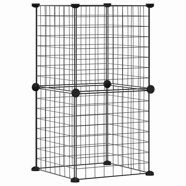 vidaXL Kæledyrsbur Sort 8 Paneler 35x35 cm Stål Black 1920