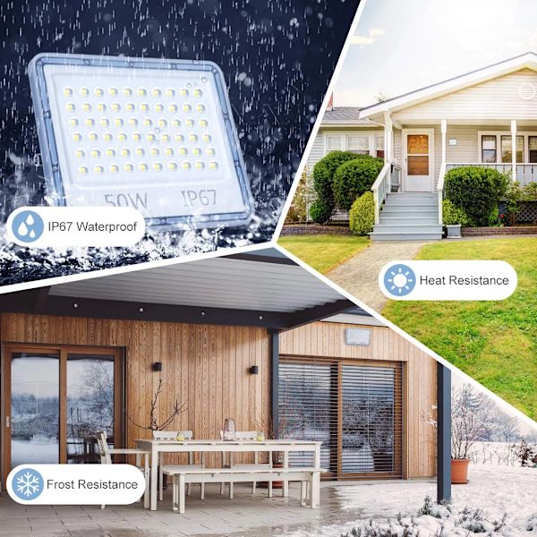 Ulkoinen LED-valonheitin 50W, 5000LM vedenpitävä viileä valkoinen 6500K
