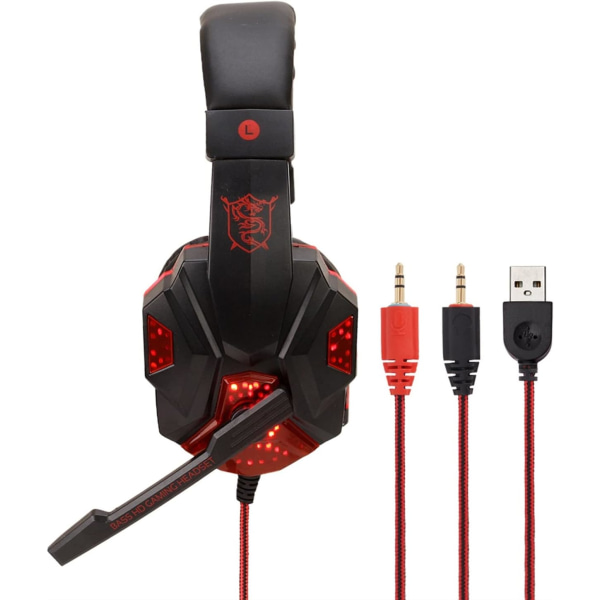 Trådløse hovedtelefoner, multifunktionelle kablede over-ear-belyste gaming-hovedtelefoner med bløde ørepropper