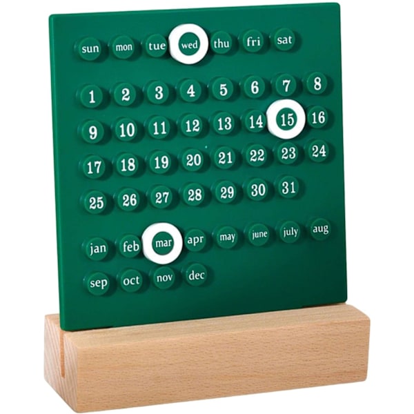 Evighetskalender Datum Handgjorda DIY Ornament Skrivbordskalender för Kontorsmaterial Hem Kök Dekor, Grön