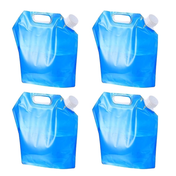 4 stycken hopfällbar vattenbehållare, dricksvattenbehållare hopfällbar 5L Blue 4