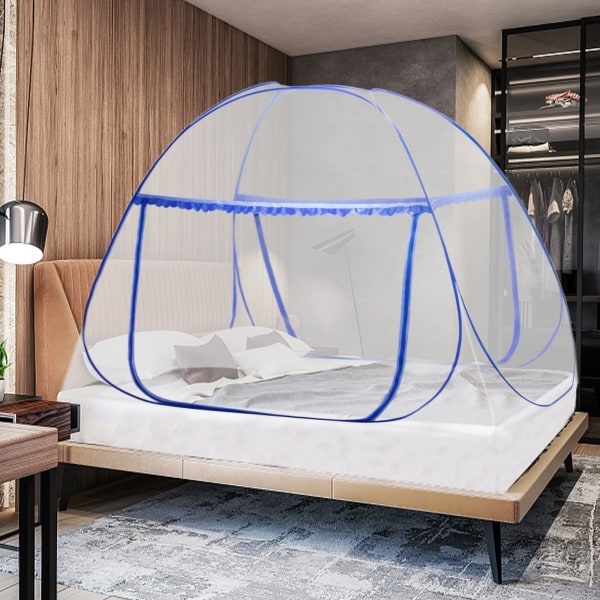 Bærbart pop-up myggnett for dobbeldørs myggtak, design med bunn, lett å installere, effektivt mot myggstikk, 150*200 cm