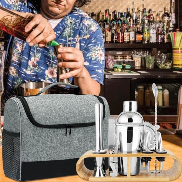 Bärbar Bar Bartender Verktygssats - Bartender Verktyg Reseväska, Hem Rese Bar Verktygssats, Inomhus Utomhus Fest