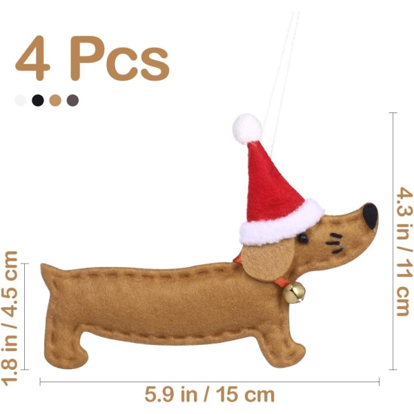 Julgran Hängande Tax Hund Ornament 4st