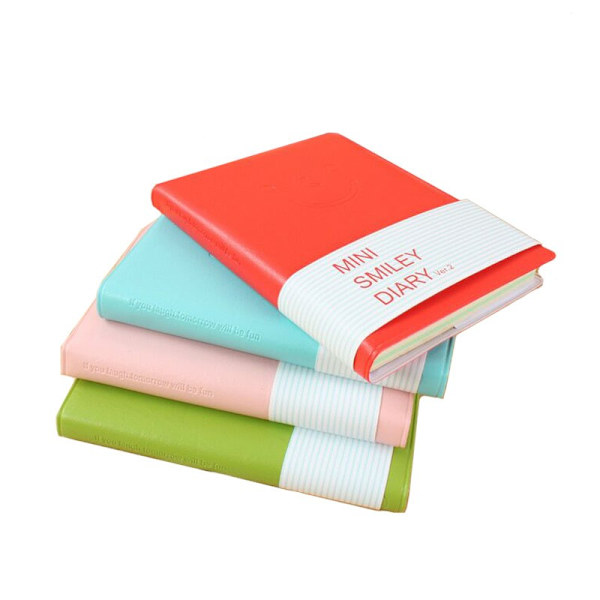6 stk. Smiley lomme notesbog Hardback Journal Notepad Super dagbog Memo blanke sider 10 x 8 cm, 100 ark (6 farver) (lille)
