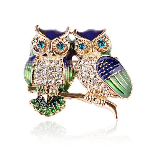 Brosch Uggla Form Rhinestone Täckta Kristall för Kvinnor (uggla)