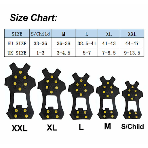 Isgreb Snegreb Traktionssko Isgreb Snegreb Non-Slip Over Sko Gummi Pigge Crampons Anti Slip Holdbar Slip-on Stretch Fodtøj(M)