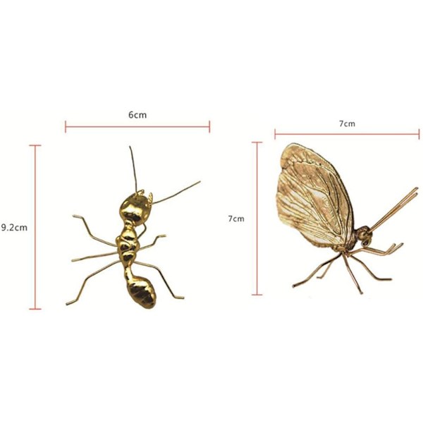 Kultainen muurahaisveistos messinkiä työpöydän koriste 2,3x3,6 tuumaa