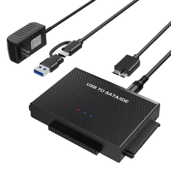 USB 3.0 til IDE SATA Harddisk Adapter - 80cm til 2.5\" 3.5\" IDE SATA SSD HDD med Ekstern Strømforsyning