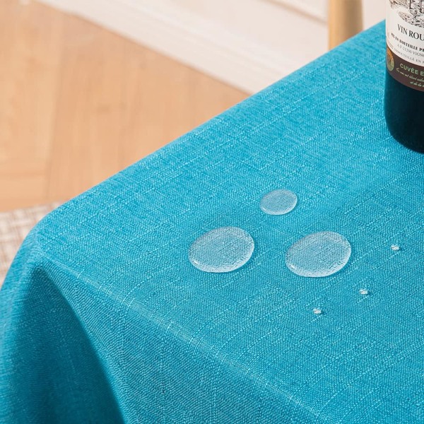 Vandtæt Vaskbar Rektangulær Faux Hørdug 55x55 Tommer, Blå Blue