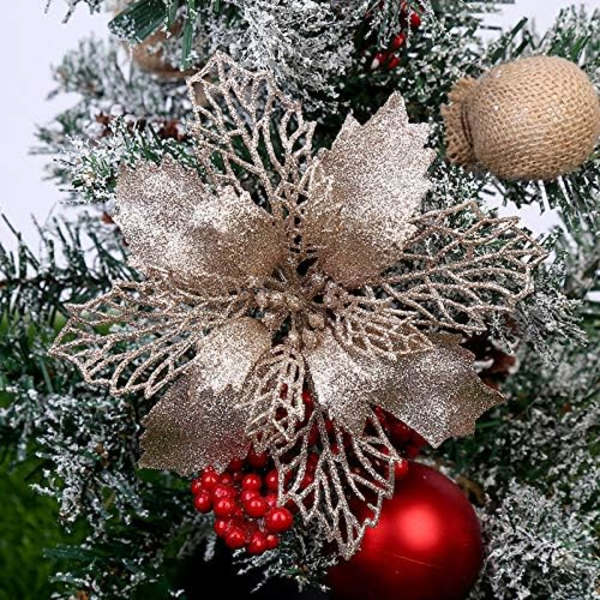 10 STK Juleblomster Store Julestjerne Glitterblomst Juletre Hengende Fest Juldekor