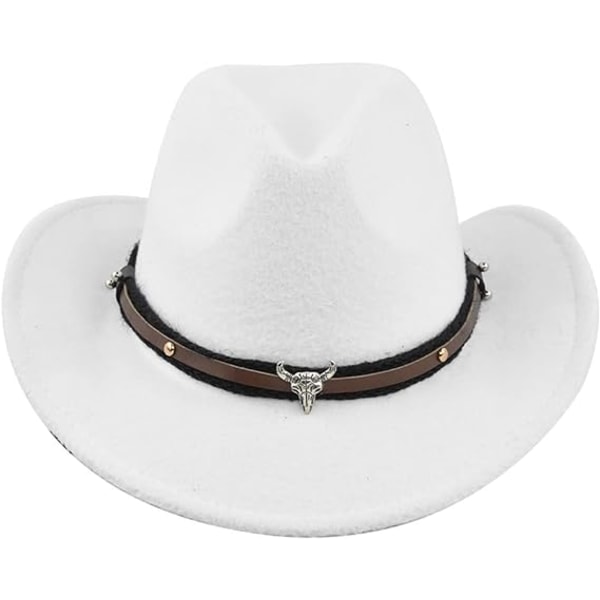 Miesten Western Cowboy-hatut Häränpään Kuvioinnilla, Naisten Retro Vintage Jazz-hattu, Valkoinen