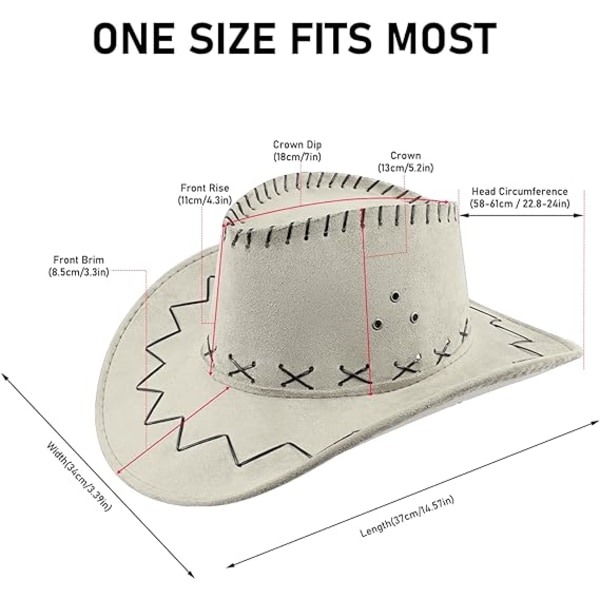 Cowboyhatt i mocka, bredbrättad, västerländsk filtcowboyhatt för män och kvinnor, beige