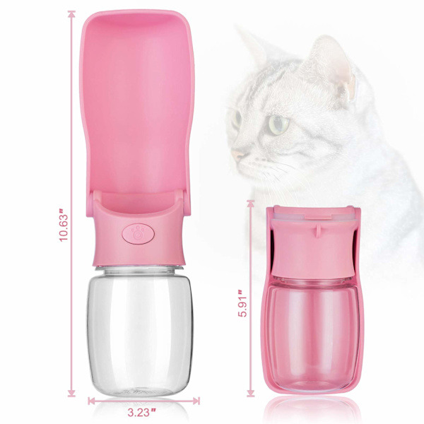 Sammenfoldelig hundevandsflaske, hunderejsevandflaske (Pink 350ml)