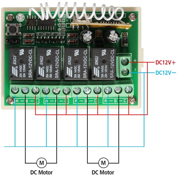 433MHZ trådløs DC 12V 4CH fjernkontroll relébryter