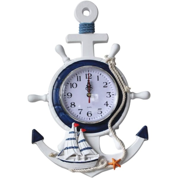 Mediterranean Style Anchor Clock Sea Theme Hanging Decoration