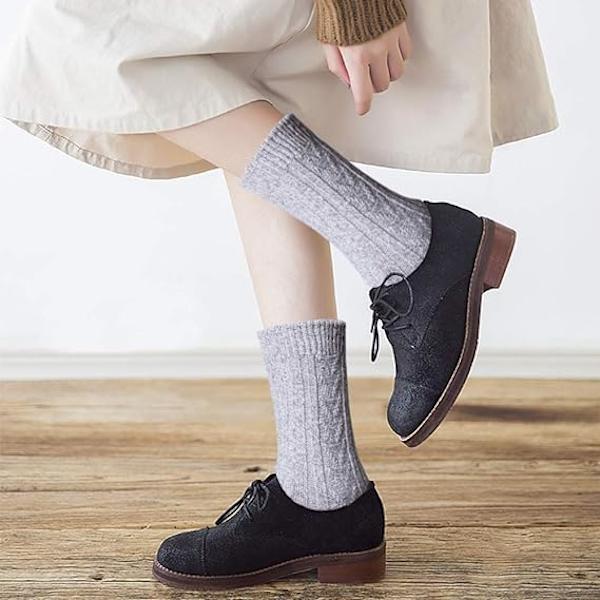 5 Par Damsockor Ull Termisk Varma Stickade Damsockor för Vinter