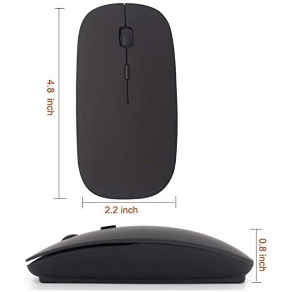 Bluetooth Mus, Genopladelig Trådløs Mus, Bluetooth Trådløs Mus til Laptop/PC/Mac/iPad pro/Computer (Sort)