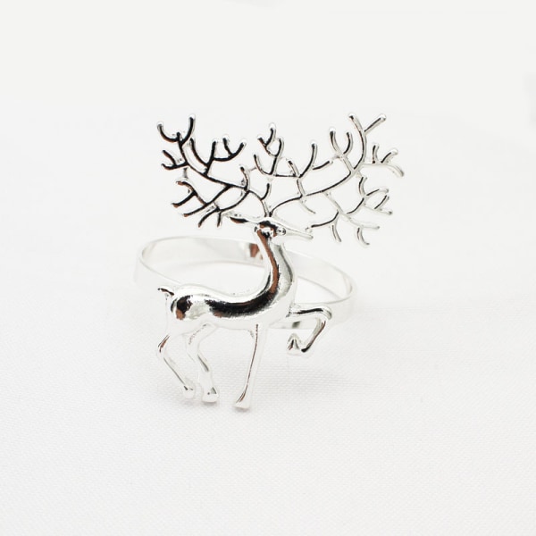12st Christmas Deer Servettringar Set (silver)
