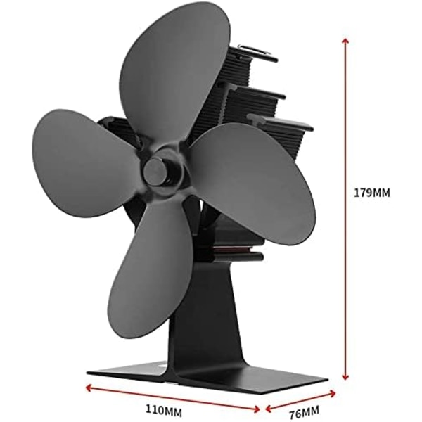 Træovnsblæser 40°C Start Up Støjsvag Drift, 4 Blade