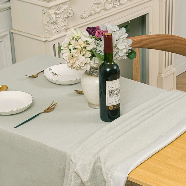 Vattenavvisande Tvättbar Rektangulär Bordsduk i Faux Linne 55x55 Tum, Frukt Vit White
