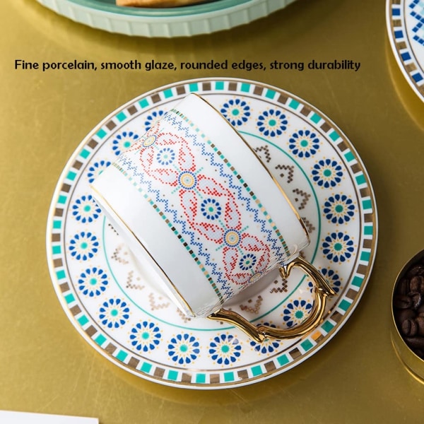 Keramisk Kaffe Krus Lys Luksus Keramisk Kaffe Kopp Europeisk Retro Sett Hjem Stil Engelsk Ettermiddagste (A)