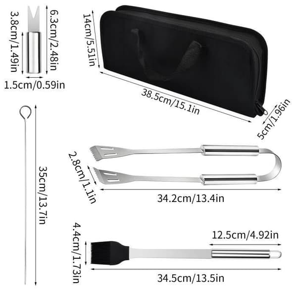 Grillutstyr - 20 deler - Rustfritt stål - Holdbart - Rustfritt - Ergonomisk