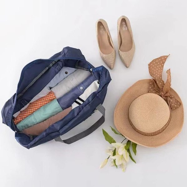 2 Pakk Sammenleggbar Reisebag for Flyselskaper [Håndbagasje] Weekender [Overnatting] Sykehusveske Gymbag med Toalettmappe For Kvinner