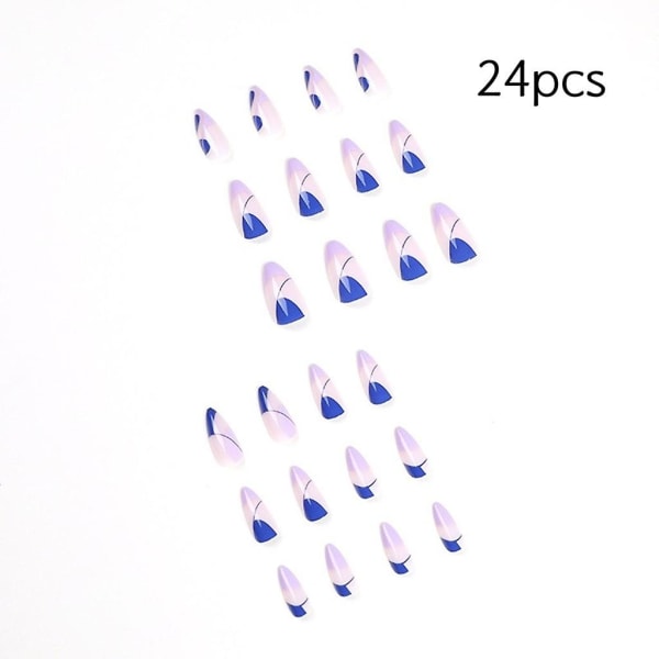 24 kpl lyhyet tekonkynnet, Almond By Design Nails, kiiltävät ranskalaiset tekonkynnet lyhyet, akryyliset tekonkynnet liimalla
