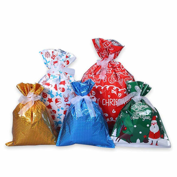 Julegaveposer med snøretræk 30 stk. assorteret
