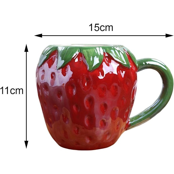 Jordgubbsmugg Present Till Flickvän Stor 520ml Kawaii 3d Fruktkopp Keramisk Tekopp Porslinskaffekopp Jordgubbsmugg Födelsedagspresent Till Kvinnor