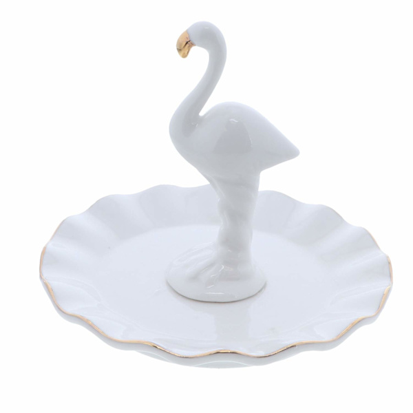 Stor figurin ringhållare smyckeskrin bricka-Flamingo