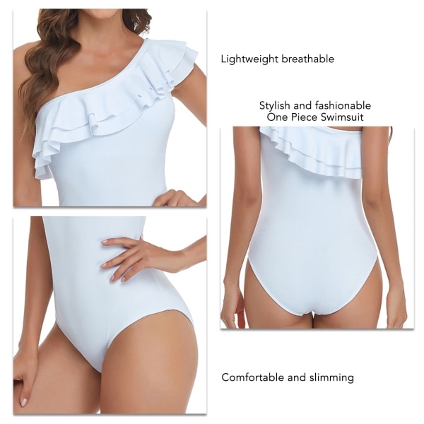 One Piece Dame En Skulder Badetøj Strand Ruffle Badetøj Asymmetrisk Kvinde Badetøj Rygløs Tankini